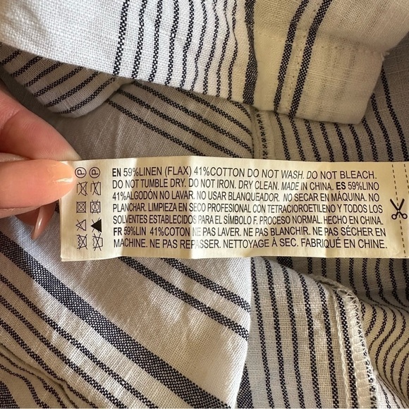 Forever 21 Dress Linen Blend Mini Navy Blue & White Size Small - Picture 6 of 6